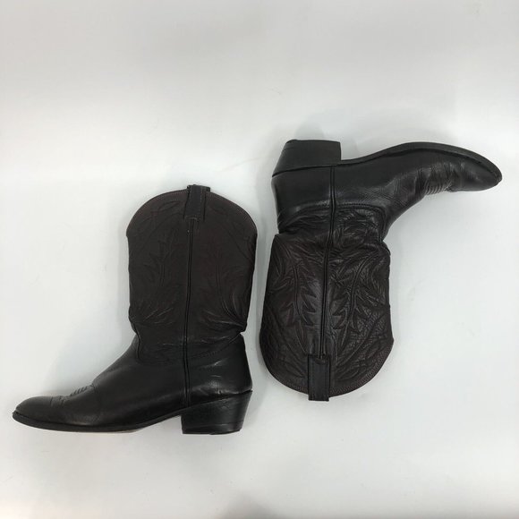 Vtg Nacona Boot Oxblood Leather Flame Stitch Cowboy Western Mens Sz 9.5D Rodeo - Picture 11 of 16